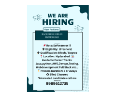 Genuine Backdoor fresher Jobs in Hyderabad
