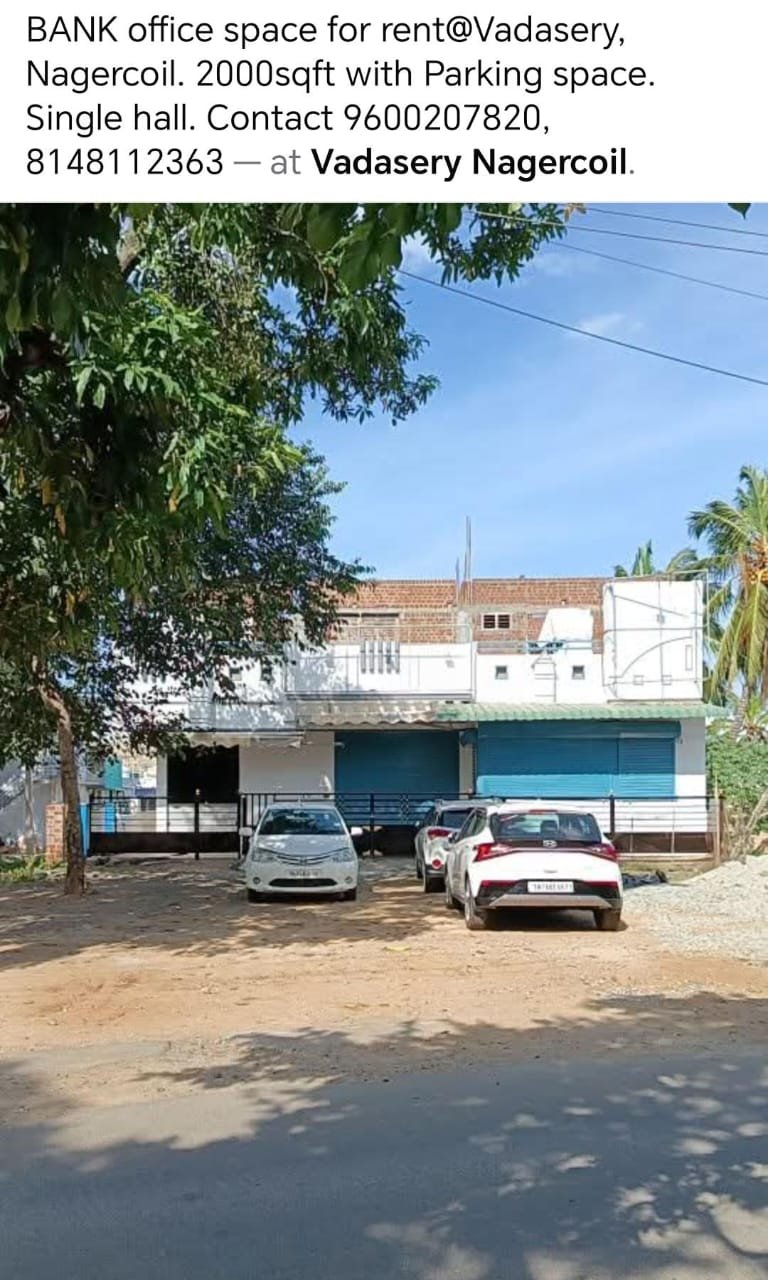 Premium 2,000 Sq. Ft. Bank / Office Space for Rent in Vadasery, Nagercoil